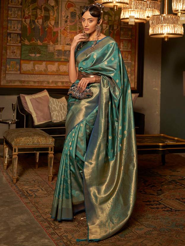 Blue Elegant Kanjivaram Kanchipuram Silk Saree Traditional Grace Clothsvilla