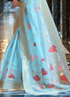 Load image into Gallery viewer, Blue Elegant Linen Saree with Floral Printed Weaving Work ClothsVilla