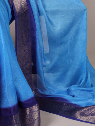Blue Elegant Marsh Mello Zari Weaving Saree with Matching Unstitched Blouse – Traditional Festive & Wedding Wear Clothsvilla