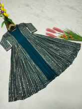 Load image into Gallery viewer, Blue Elegant Party Wear Gown &amp; Long Koti Set with Embroidery and Sequins Clothsvilla