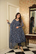 Load image into Gallery viewer, Blue Elegant Printed Three-Piece Anarkali Suit ClothsVilla