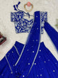 Load image into Gallery viewer, Blue Elegant Ruffle-Style Lehenga Saree with Sequins &amp; Thread Work