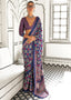 Blue Elegant Satin Crepe Saree – Luxurious & Graceful Drape ClothsVilla