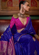 Load image into Gallery viewer, Blue Elegant Satin Silk Saree – Evening Cocktail &amp; Dinner Party Wear ClothsVilla