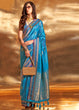 Load image into Gallery viewer, Blue Elegant Satin Silk Saree – Luxurious Drape for Every Occasion ClothsVilla