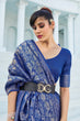 Load image into Gallery viewer, Blue Elegant Silk Patola Printed Saree with Unstitched Blouse Piece ClothsVilla
