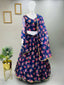 Blue Elegant Soft Georgette Silk Printed Lehenga Set with Lace Border Dupatta Clothsvilla