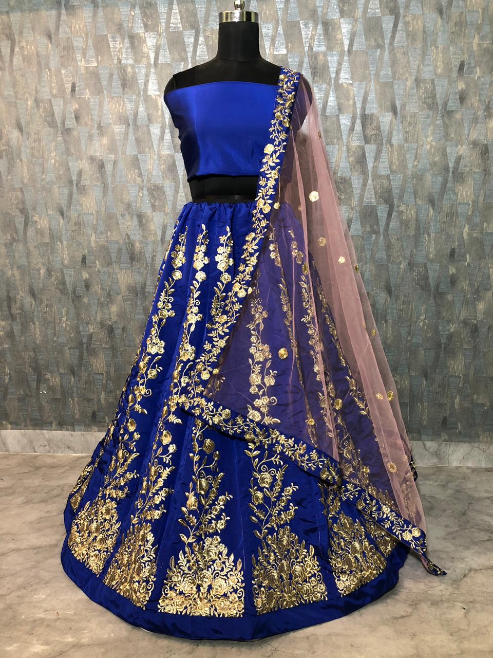Blue Elegant Tapeta Silk Lehenga Set ClothsVilla
