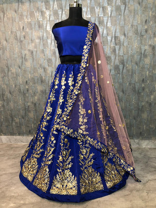 Blue Elegant Tapeta Silk Lehenga Set ClothsVilla