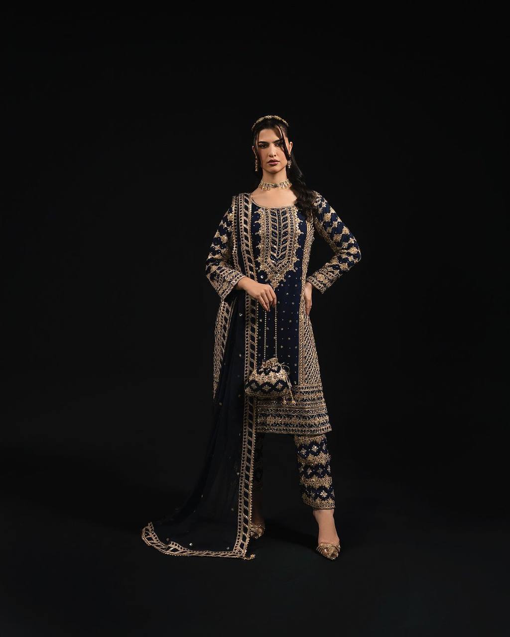 Blue Elegant Thread & Sequin Embroidered Georgette Suit Set ClothsVilla Main image