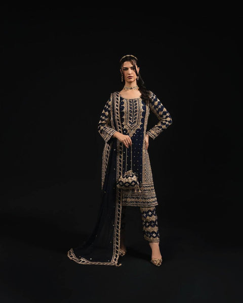 Blue Elegant Thread & Sequin Embroidered Georgette Suit Set ClothsVilla Main image
