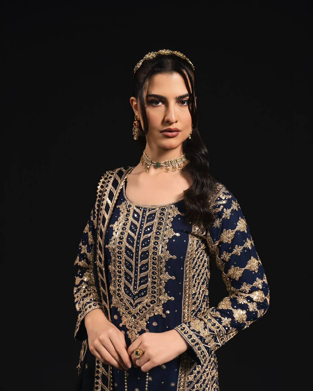 Blue Elegant Thread & Sequin Embroidered Georgette Suit Set ClothsVilla