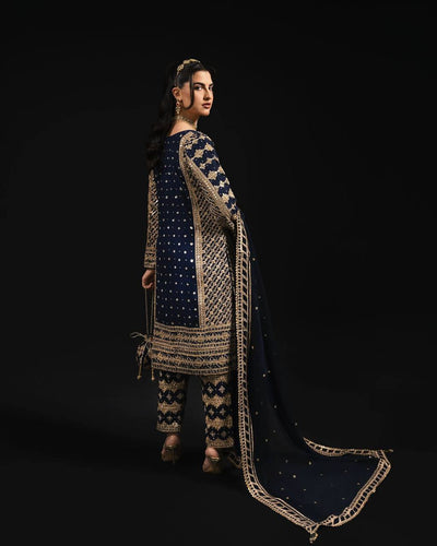 Blue Elegant Thread & Sequin Embroidered Georgette Suit Set ClothsVilla