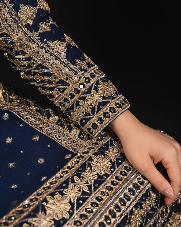 Blue Elegant Thread & Sequin Embroidered Georgette Suit Set ClothsVilla