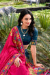 Load image into Gallery viewer, Blue Elegant Tussar Silk Printed Lehenga Set with Foil Work &amp; Gotta Patti Dupatta ClothsVilla