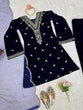 Load image into Gallery viewer, Blue Elegant Velvet Embroidered Suit Set ClothsVilla