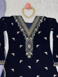 Load image into Gallery viewer, Blue Elegant Velvet Embroidered Suit Set ClothsVilla