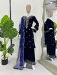 Load image into Gallery viewer, Blue Elegant Velvet Embroidered Suit Set ClothsVilla