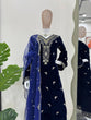 Load image into Gallery viewer, Blue Elegant Velvet Embroidered Suit Set ClothsVilla