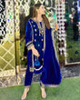 Load image into Gallery viewer, Blue Elegant Velvet Ensemble – Luxe Thread &amp; Sequin Work ClothsVilla