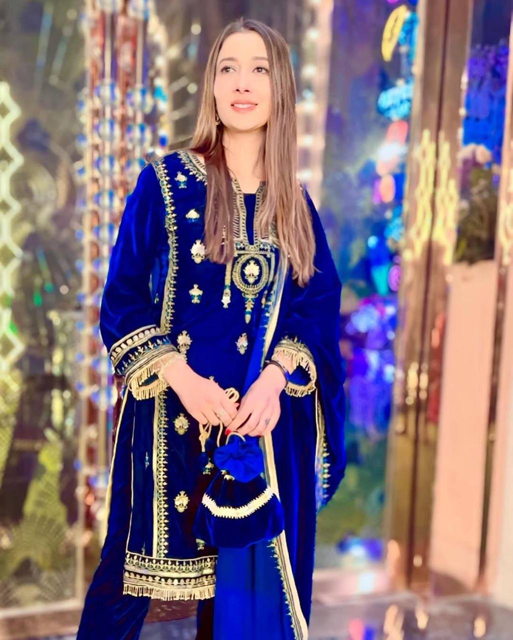 Blue Elegant Velvet Ensemble – Luxe Thread & Sequin Work ClothsVilla