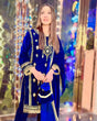 Load image into Gallery viewer, Blue Elegant Velvet Ensemble – Luxe Thread &amp; Sequin Work ClothsVilla