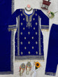 Load image into Gallery viewer, Blue Elegant Velvet Ensemble – Luxe Thread &amp; Sequin Work ClothsVilla