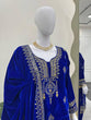 Load image into Gallery viewer, Blue Elegant Velvet Ensemble – Luxe Thread &amp; Sequin Work ClothsVilla