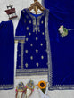 Load image into Gallery viewer, Blue Elegant Velvet Ensemble – Luxe Thread &amp; Sequin Work ClothsVilla