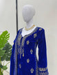 Load image into Gallery viewer, Blue Elegant Velvet Ensemble – Luxe Thread &amp; Sequin Work ClothsVilla