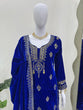 Load image into Gallery viewer, Blue Elegant Velvet Ensemble – Luxe Thread &amp; Sequin Work ClothsVilla