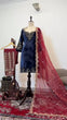 Load image into Gallery viewer, Blue Elegant Velvet Threadwork Suit Set ClothsVilla