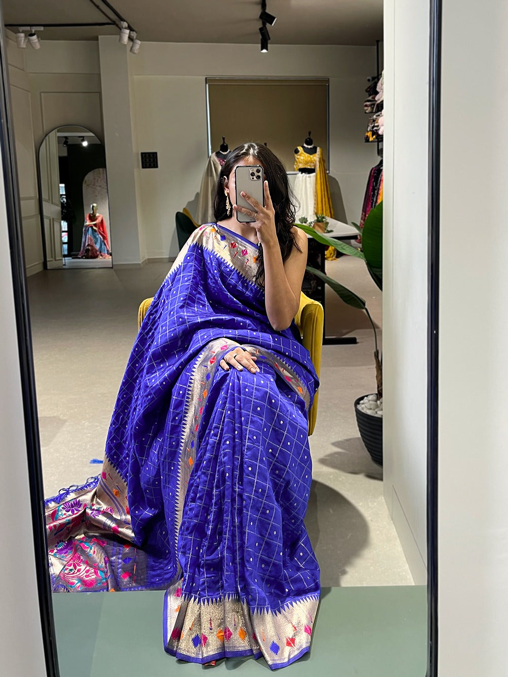 Blue Embrace Elegance with a Handwoven Paithani Saree in Jacquard Silk ClothsVilla