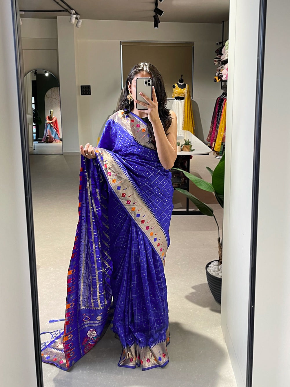 Blue Embrace Elegance with a Handwoven Paithani Saree in Jacquard Silk ClothsVilla