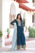 Load image into Gallery viewer, Blue Embroidered Gown with Dupatta