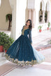 Load image into Gallery viewer, Blue Embroidered Gown with Dupatta