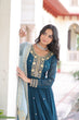 Load image into Gallery viewer, Blue Embroidered Gown with Dupatta