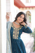 Load image into Gallery viewer, Blue Embroidered Gown with Dupatta