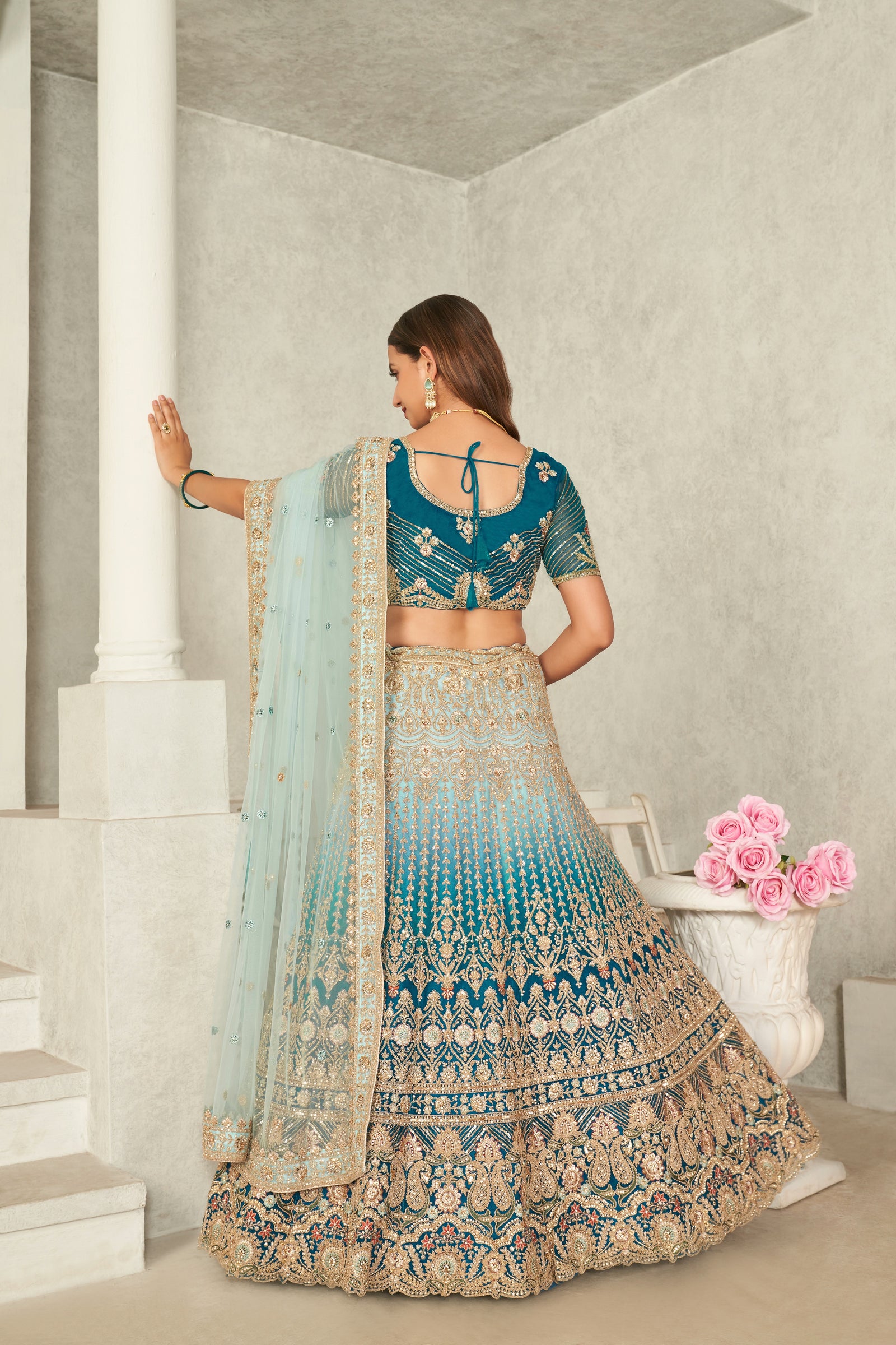 Captivating Blue Embroidered Lehenga Choli Set - Perfect for Brides ClothsVilla