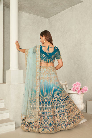 Captivating Blue Embroidered Lehenga Choli Set - Perfect for Brides ClothsVilla