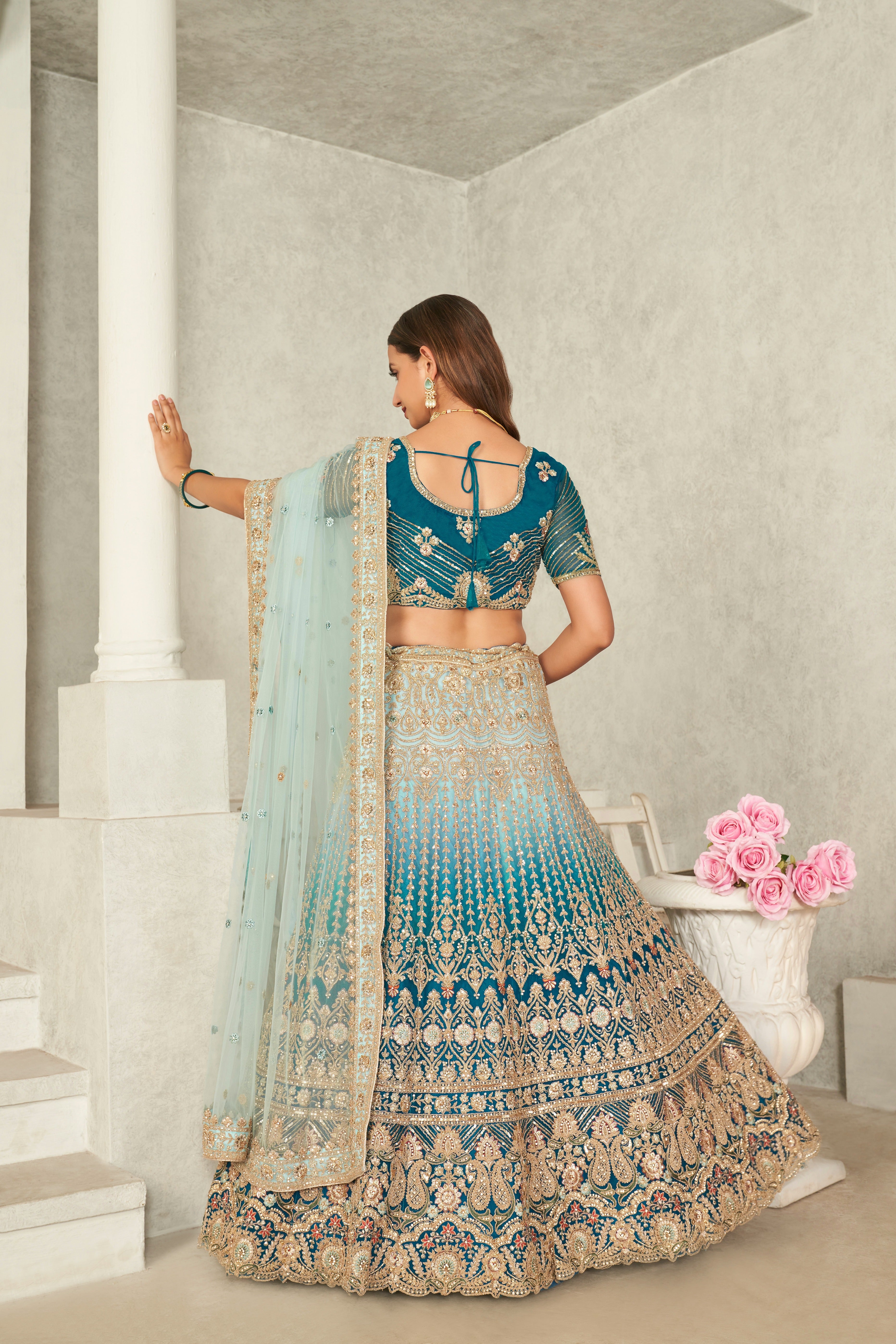 Captivating Blue Embroidered Lehenga Choli Set - Perfect for Brides ClothsVilla