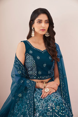 Captivating Blue Embroidered Lehenga Choli Set - Perfect for Parties ClothsVilla