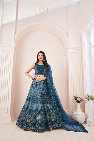 Captivating Blue Embroidered Lehenga Choli Set - Perfect for Parties ClothsVilla
