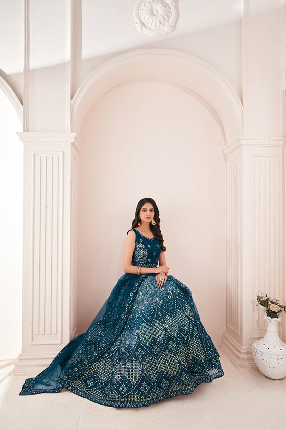 Captivating Blue Embroidered Lehenga Choli Set - Perfect for Parties ClothsVilla