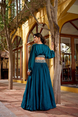 Blue Embroidered Lehenga Set ClothsVilla