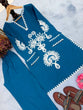 Load image into Gallery viewer, Blue Embroidered Rayon Co-ord Set ClothsVilla