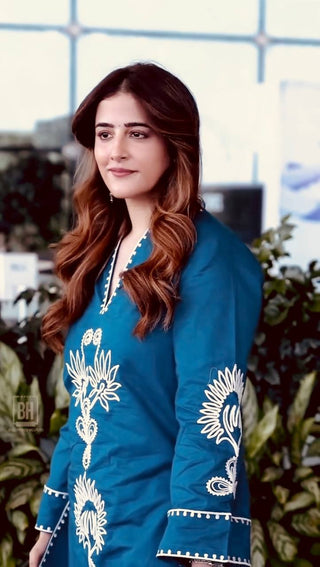 Blue Embroidered Rayon Co-ord Set ClothsVilla