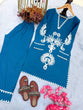 Load image into Gallery viewer, Blue Embroidered Rayon Co-ord Set ClothsVilla