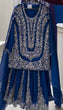 Load image into Gallery viewer, Blue Ethnic Elegance Faux Georgette Thread &amp; Sequin Embroidered Suit Set ClothsVilla