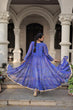 Load image into Gallery viewer, Blue Faux Georgette Bandhani Shrug with Kutchi Patchwork ClothsVilla